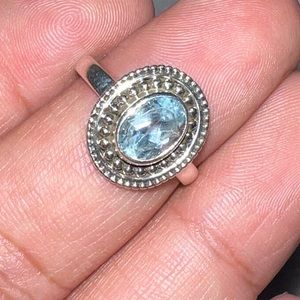 925‎ silver blue topaz ring size 7.75